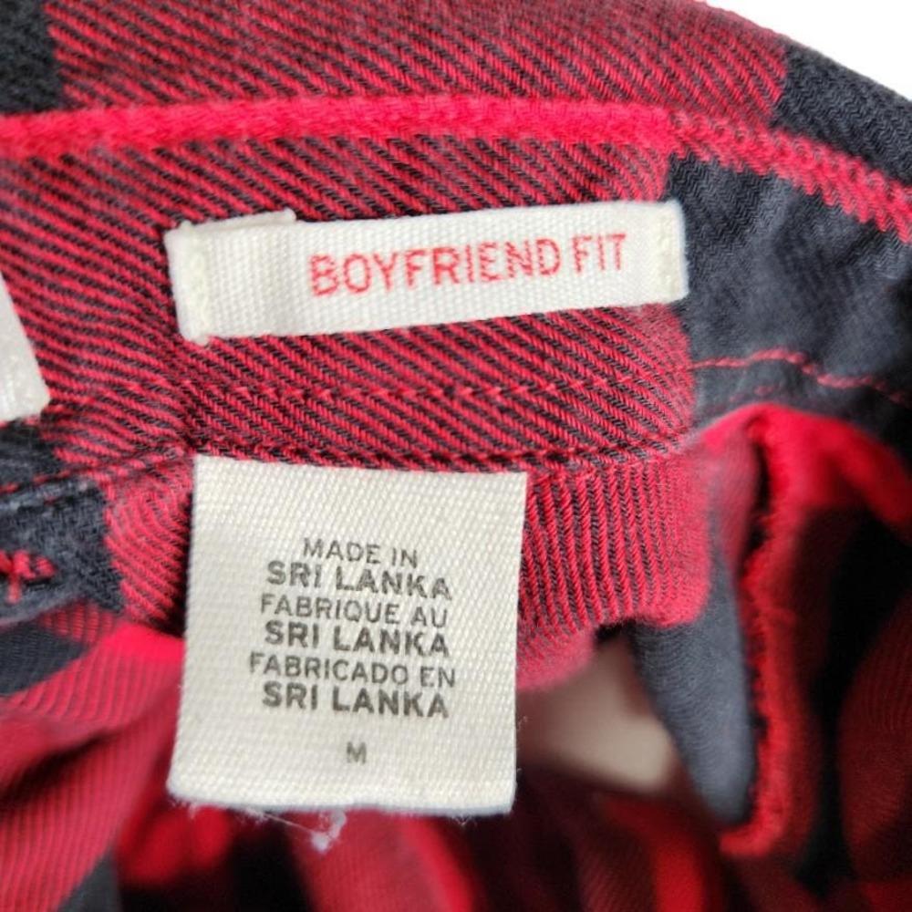 Levi's Ultimate Boyfriend Button Back Shirt Women's Medium Red Buffalo Plaid - Picture 13 of 13